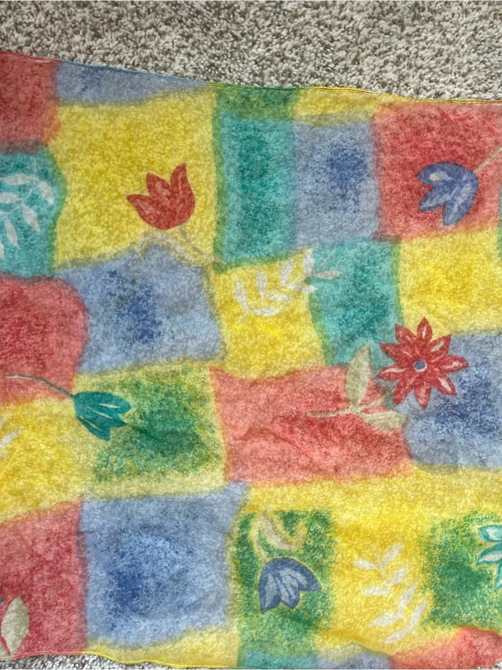 Colorful Patchwork Floral Scarf - Multicolor